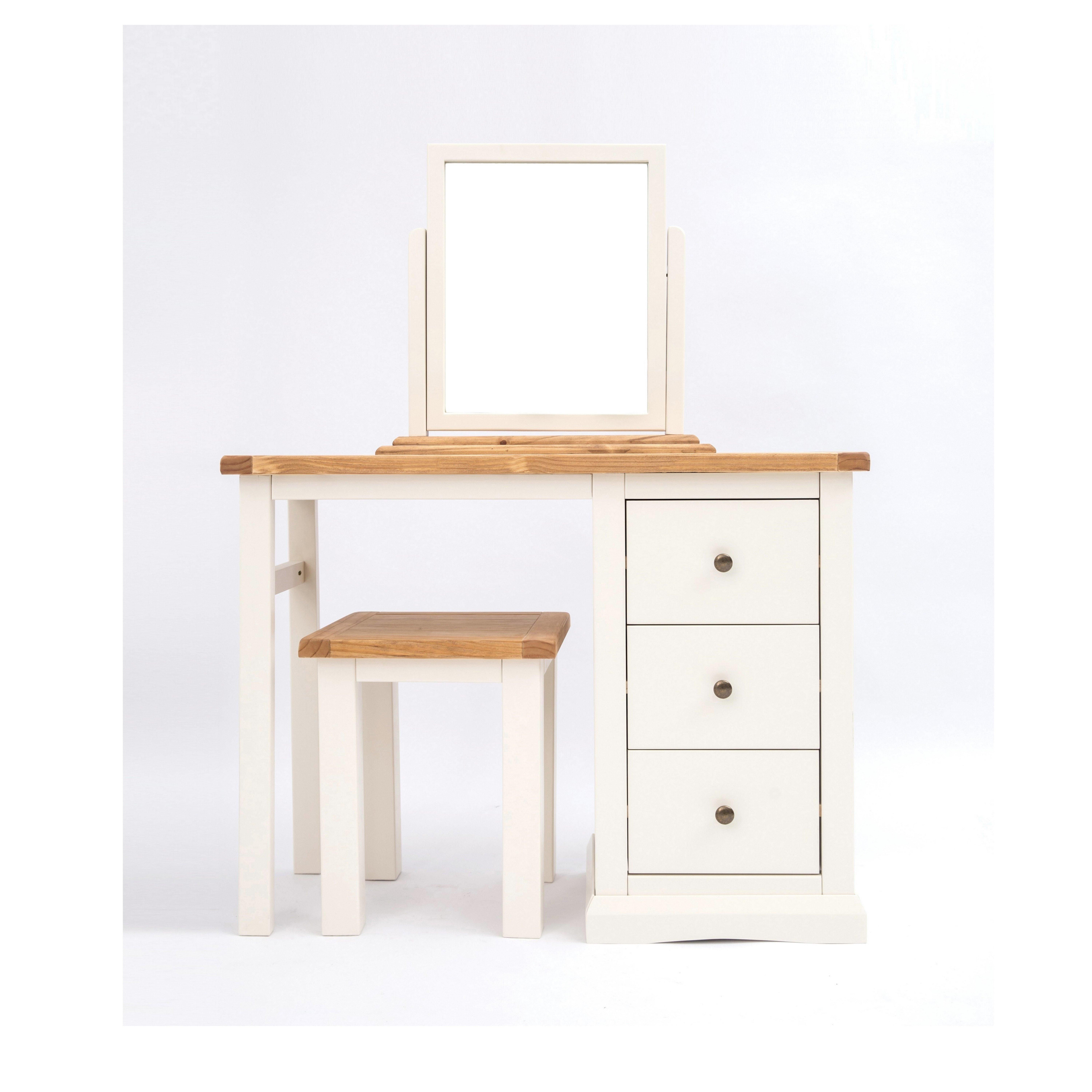 Cabinet Bits Castelli 3 Drawer Dressing Table Set Brass Knob in Off-White