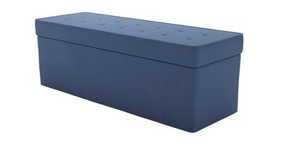Buttons Storage Bench in Oxford Blue Brushed Linen Cotton - sofa.com