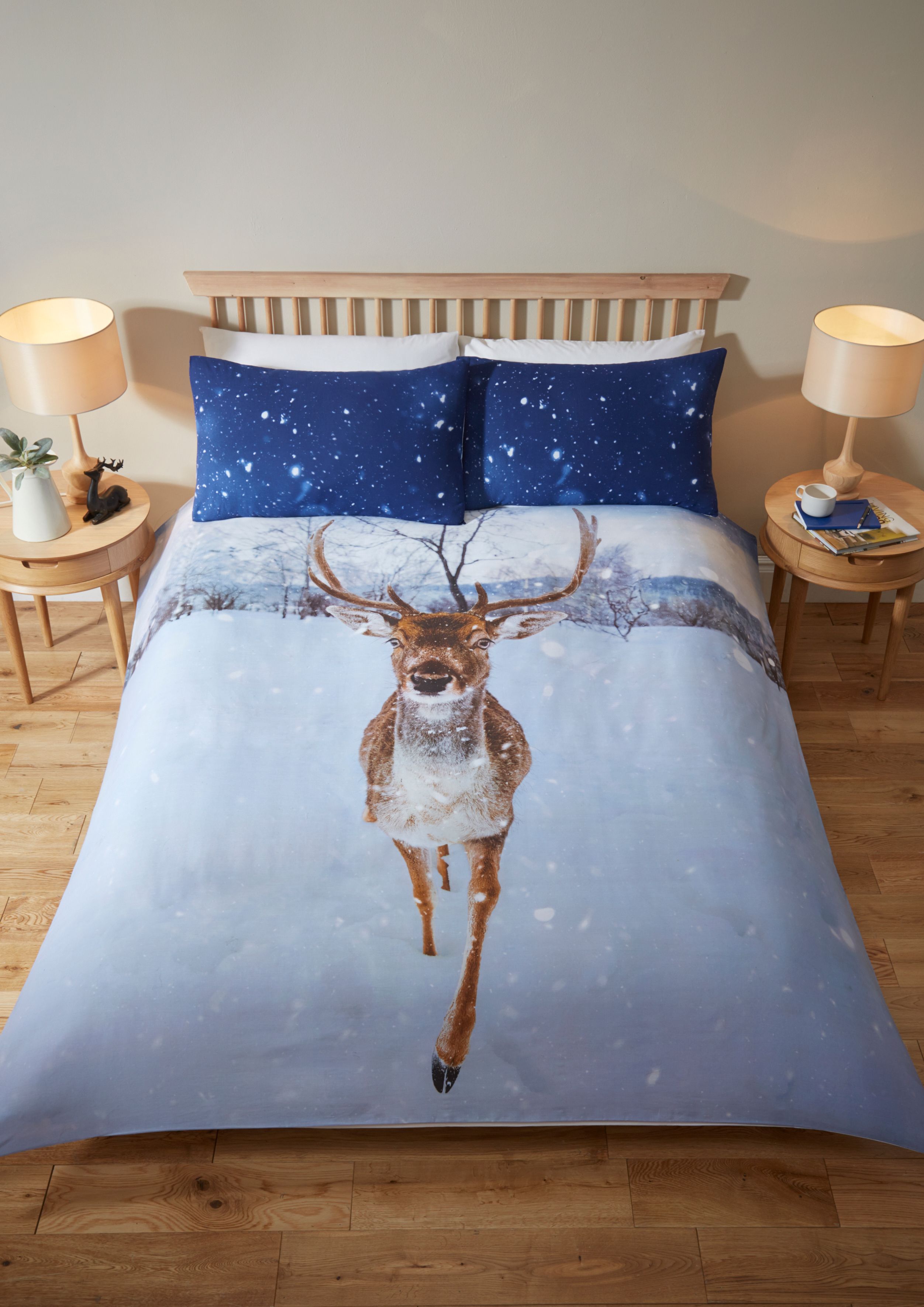 Rapport Home Montrose Stag Polycotton Duvet Cover Set With Pillowcase in Blue