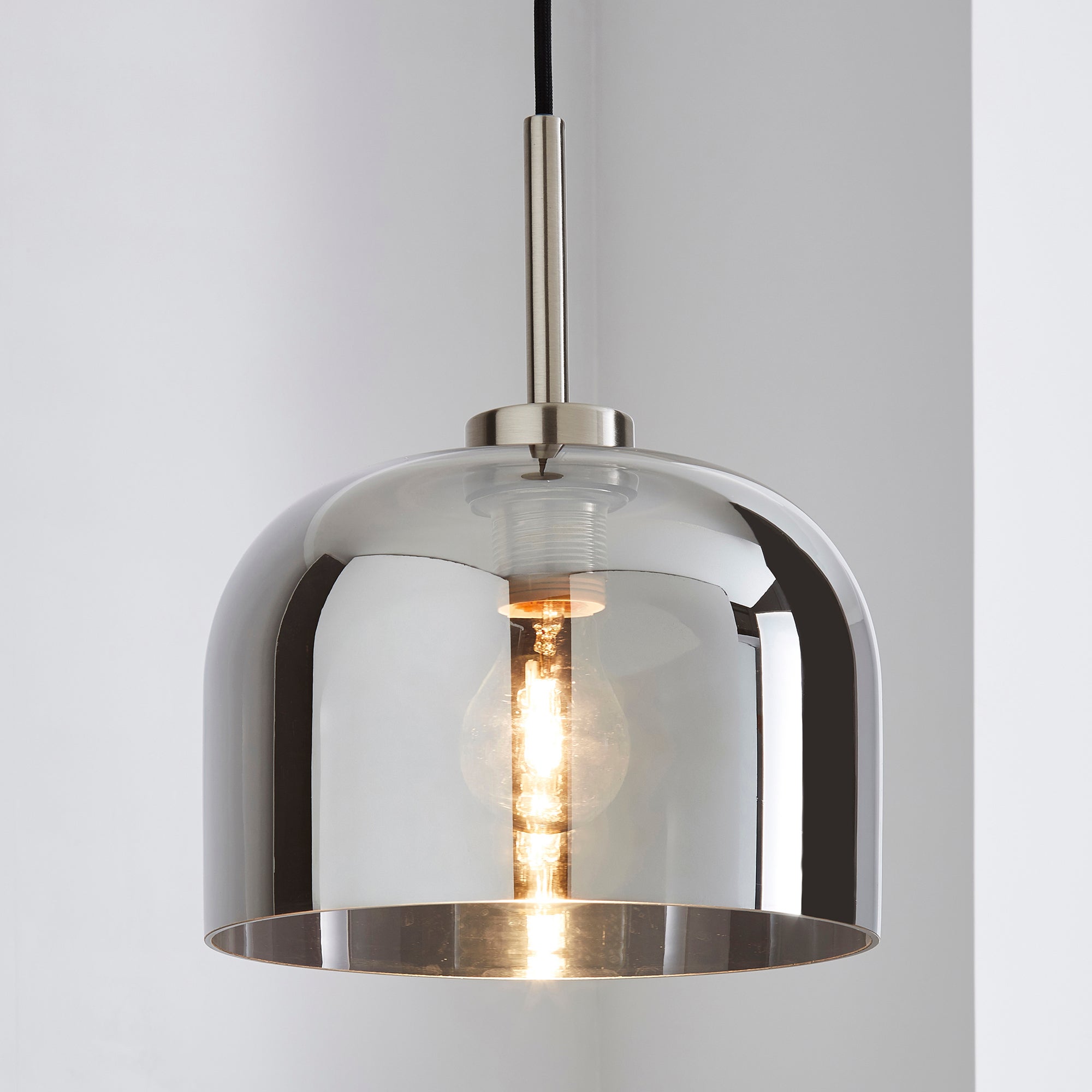 Palazzo Smoked Glass Pendant Ceiling Fitting Chrome