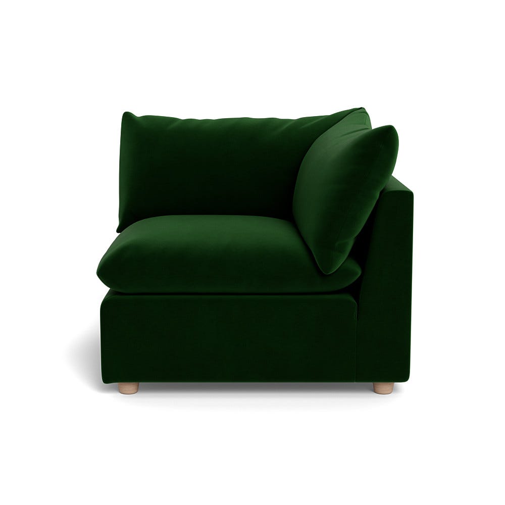 Heal's Astrid Corner Unit Smart Velvet Forest Natural Beech Feet