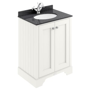 Bayswater Victrion Pointing White Traditional Freestanding Vanity Unit & Black Marble Top Basin - 600mm