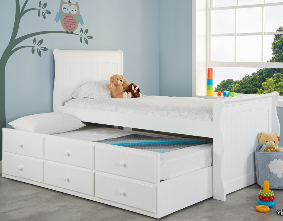 Verona White Wooden Storage Guest Bed Frame - 3ft Single