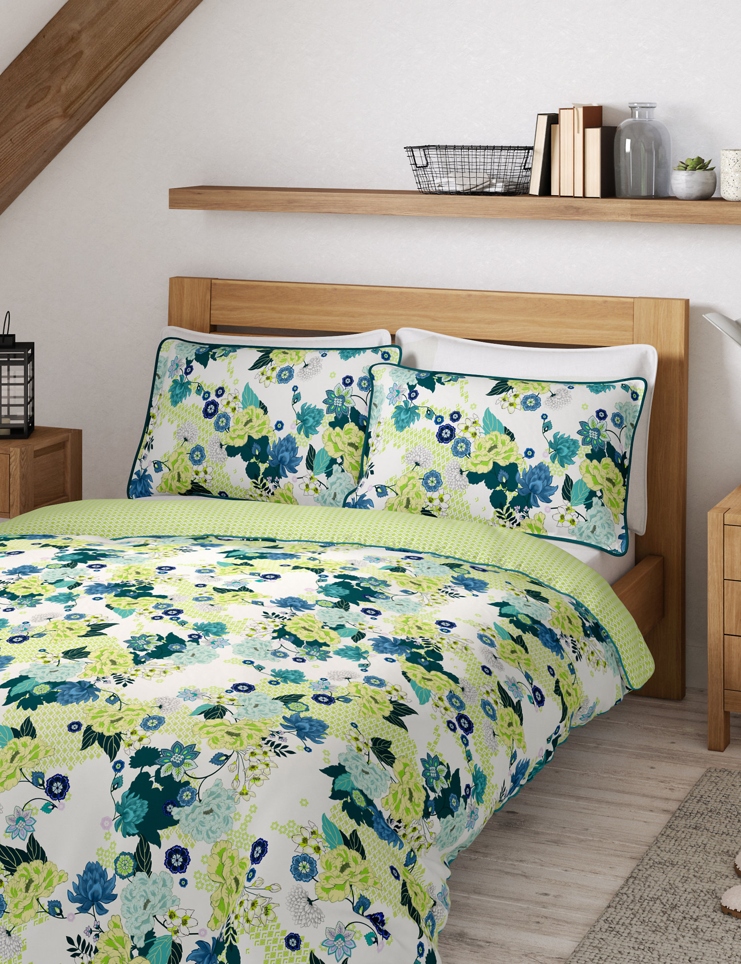 M&S Pure Cotton Floral Bedding Set