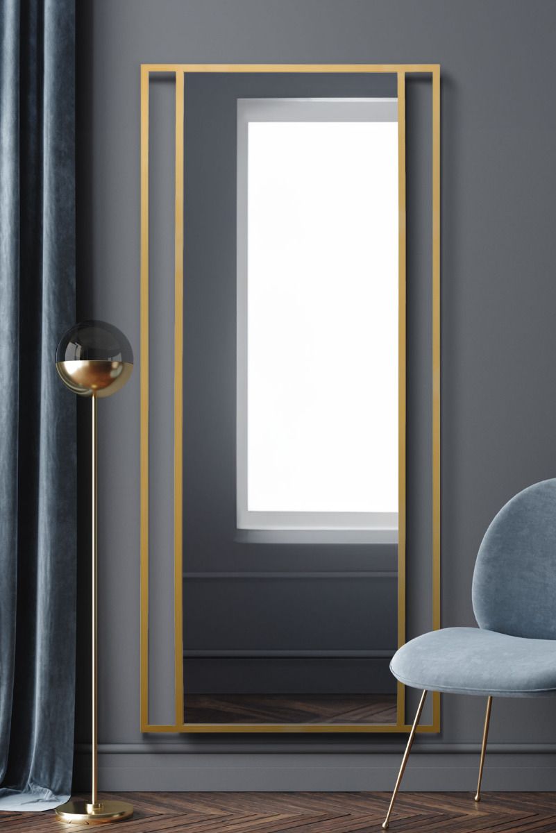 MirrorOutlet Gold Modern Wall & Leaner Mirror 71" X 31" (180 x 80CM)