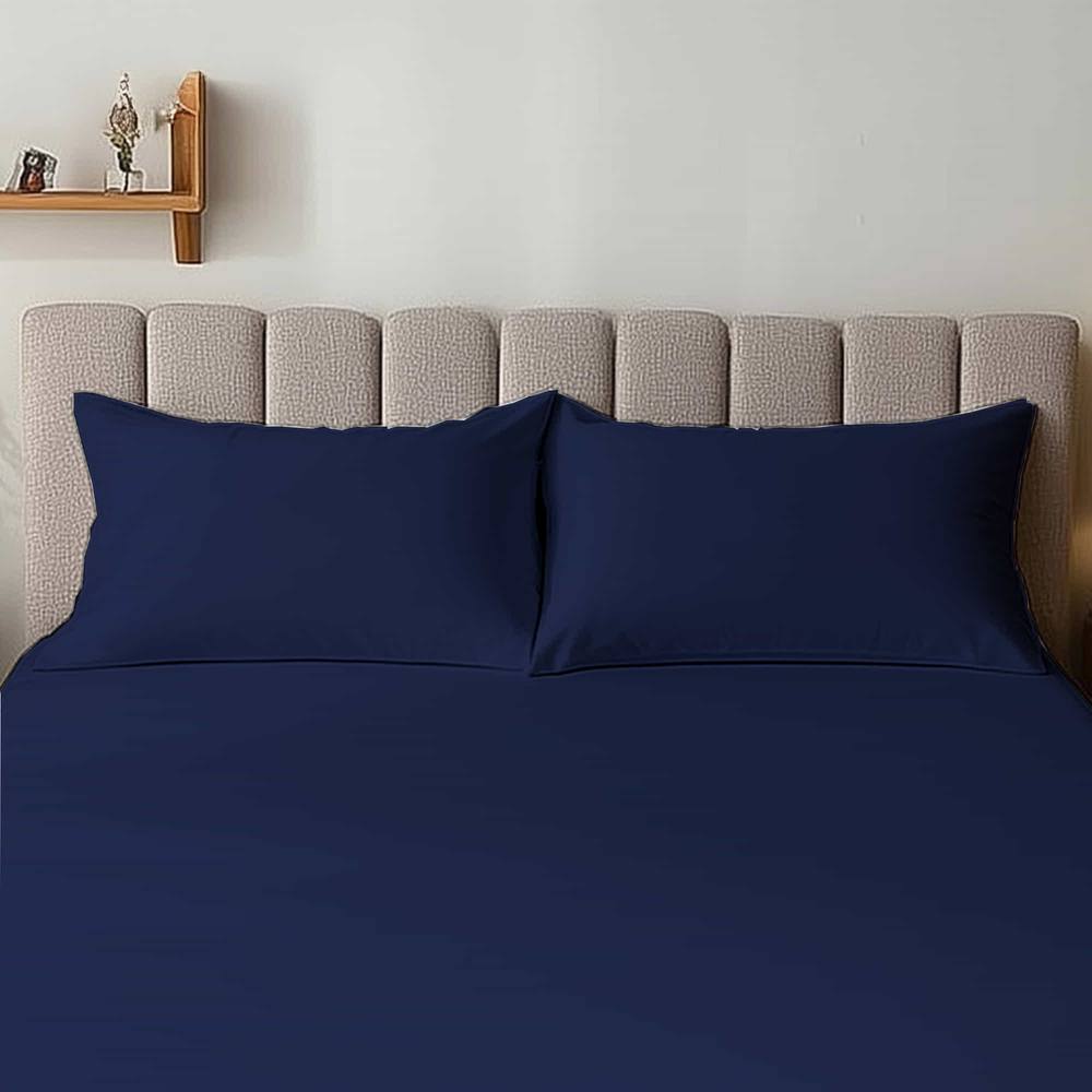 Snug City Microfibre Soft Touch Plain Dyed Housewife Pillowcase Pair in Navy
