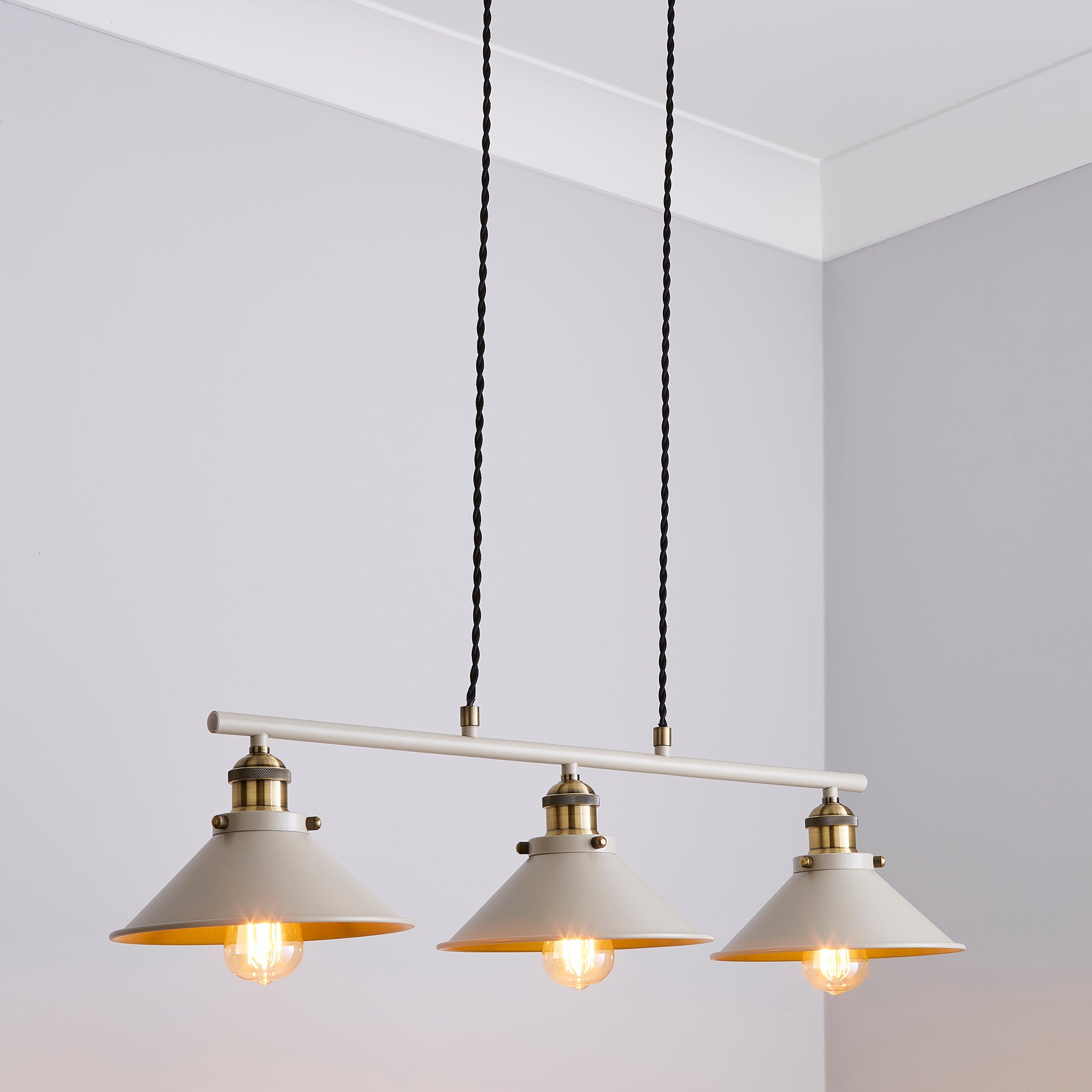 Logan 3 Light Diner Ceiling Fitting Beige