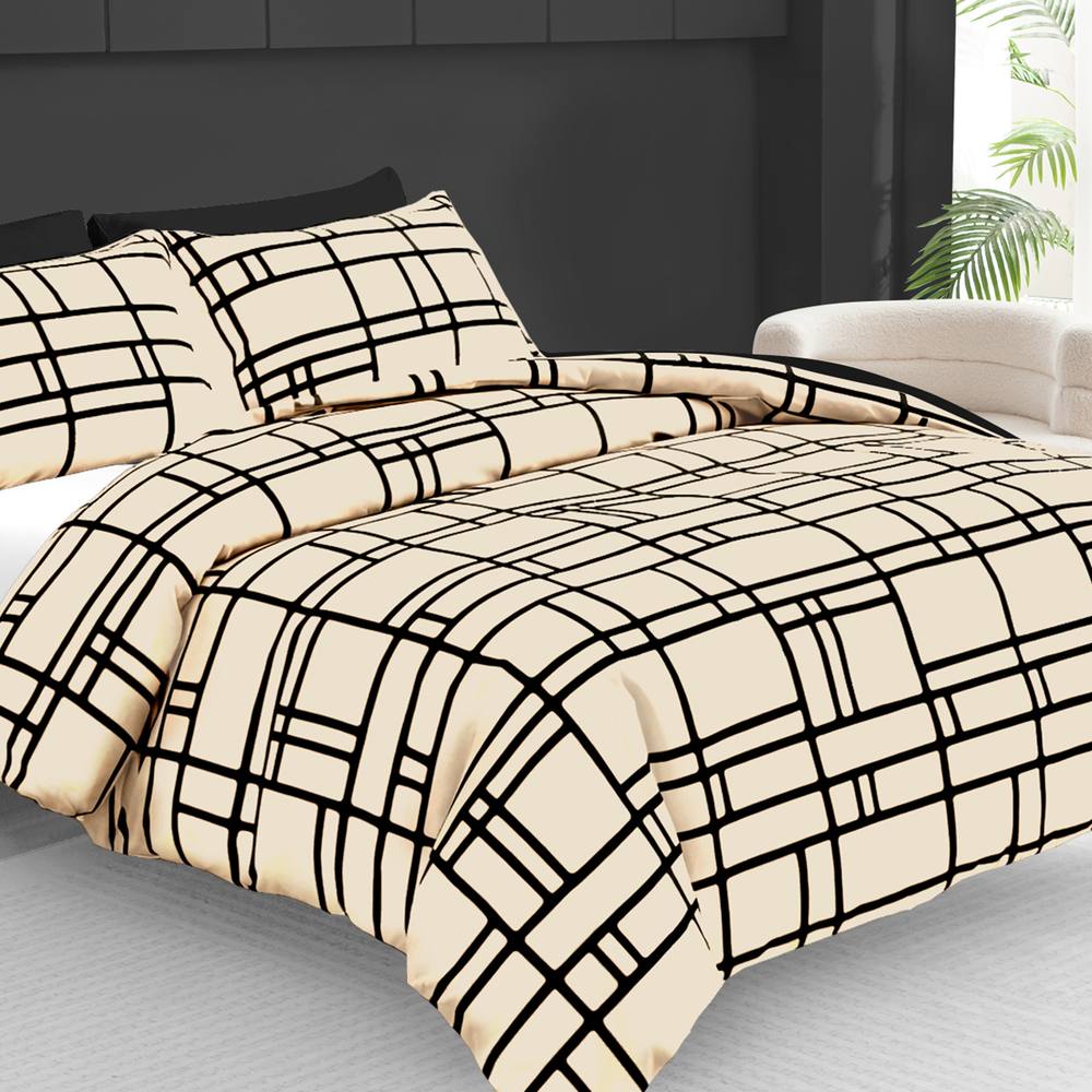 Grace Brick Double Brushed Microfiber Duvet Cover Set with Zipper Closure in Taupe