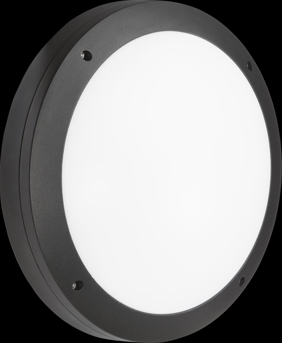 Netlighting LED Round Bulkhead CCT Emergency & Microwave Sensor BlackV IP65 18W in Black