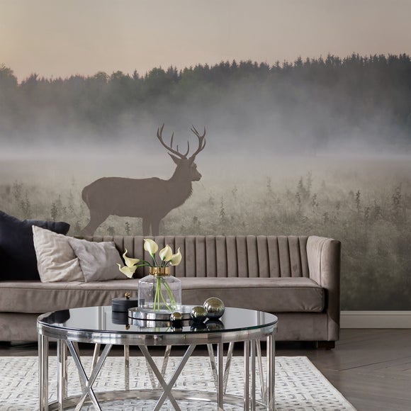 Stag in the Mist Neutral Wall Mural