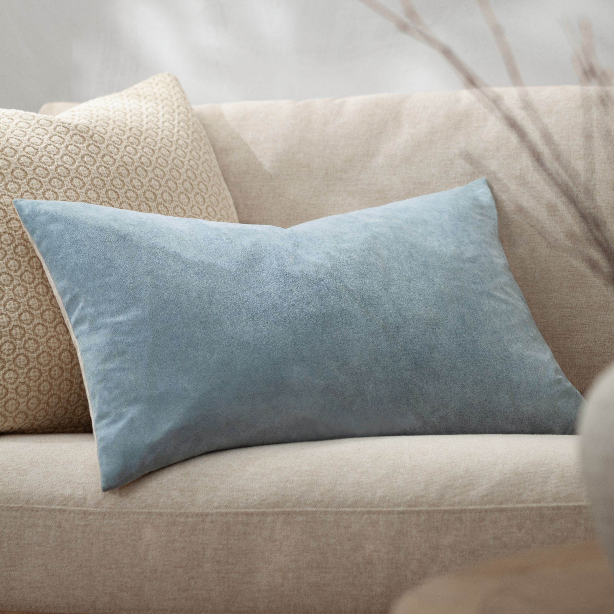 Yard Darland Velvet Cushion in Pale Blue