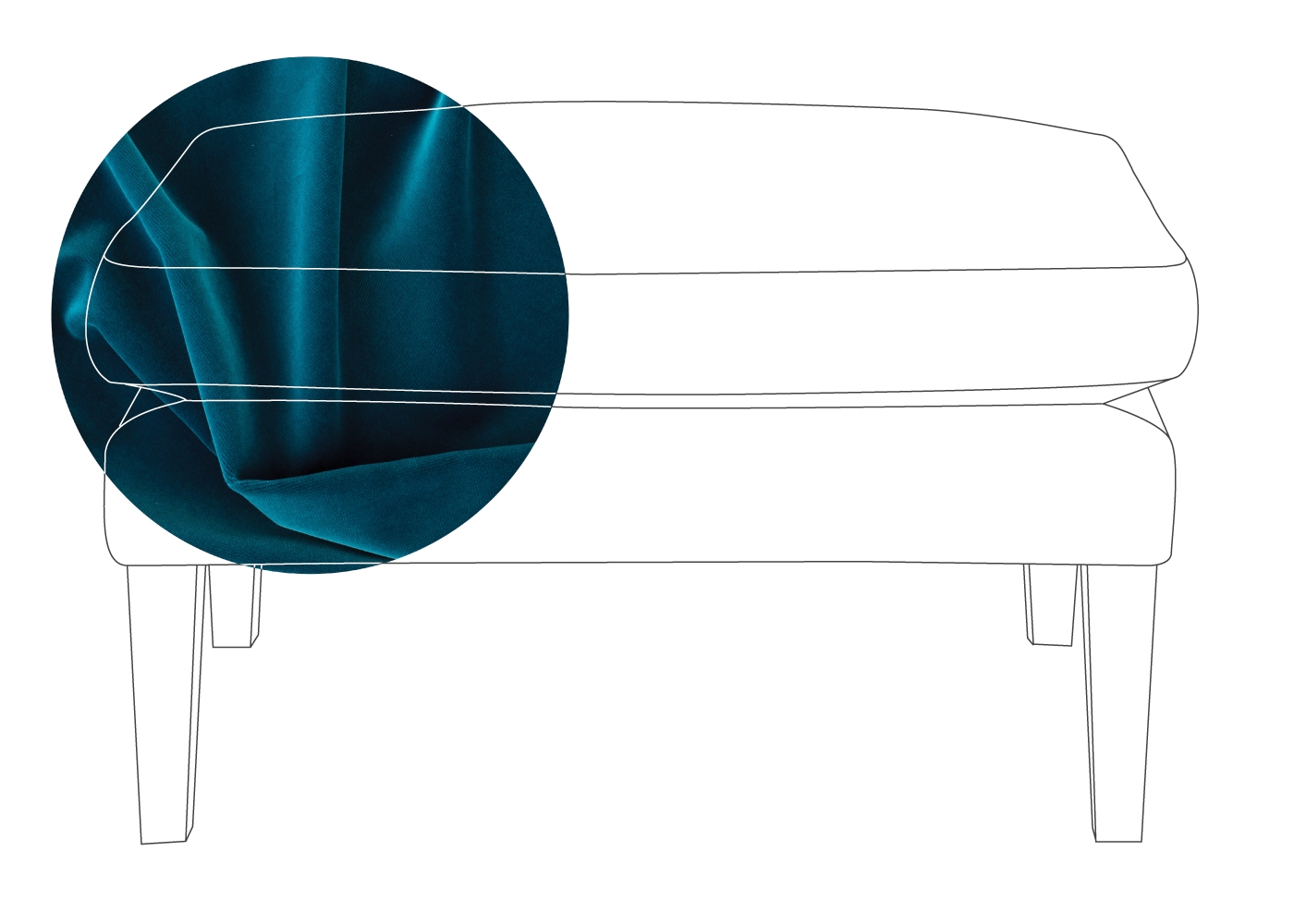 Heal's Wallis Ottoman Velvet Teal Natural Feet