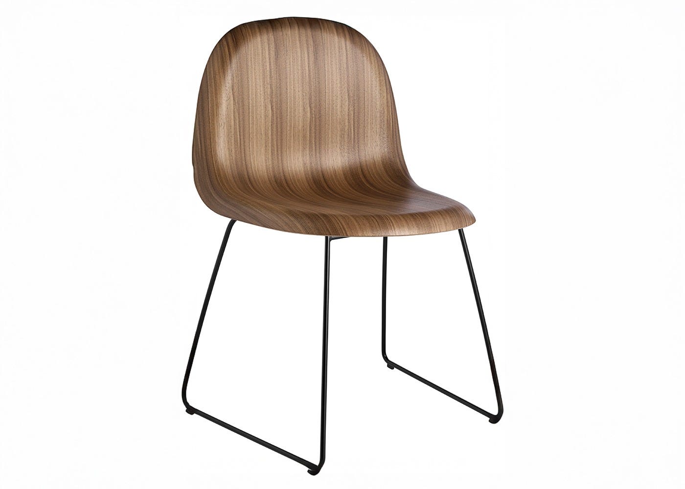 Gubi 3D Dining Chair Walnut Matt Black