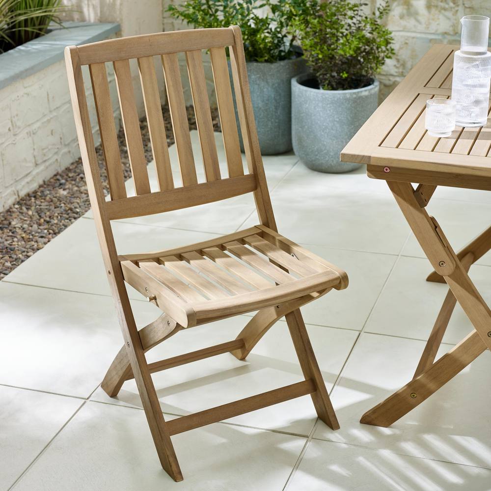 FurnitureboxUK Asa + Hamburg Wood Table & 4 Chairs Outdoor Dining Set in Light Brown 5