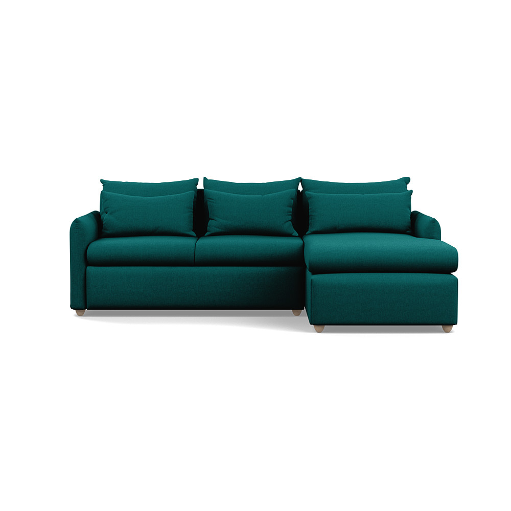 Heal's Pillow Medium RHF Corner Chaise Sofa Bed Brushed Cotton Pine Natural