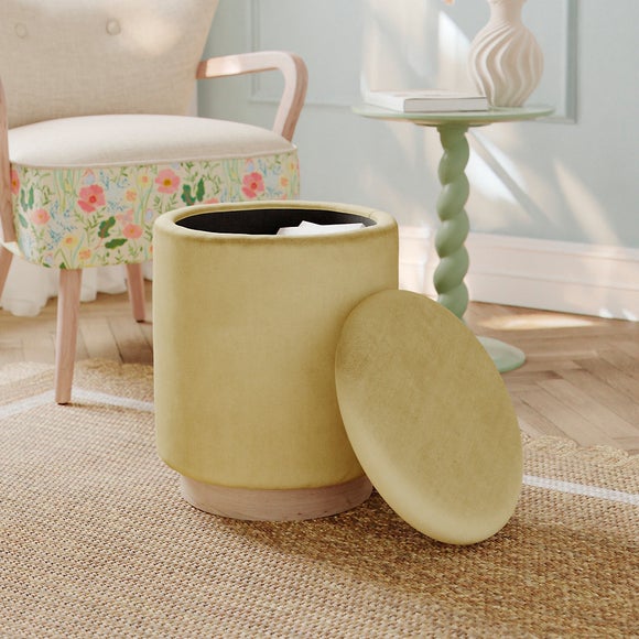 Round Velvet Storage Footstool 2