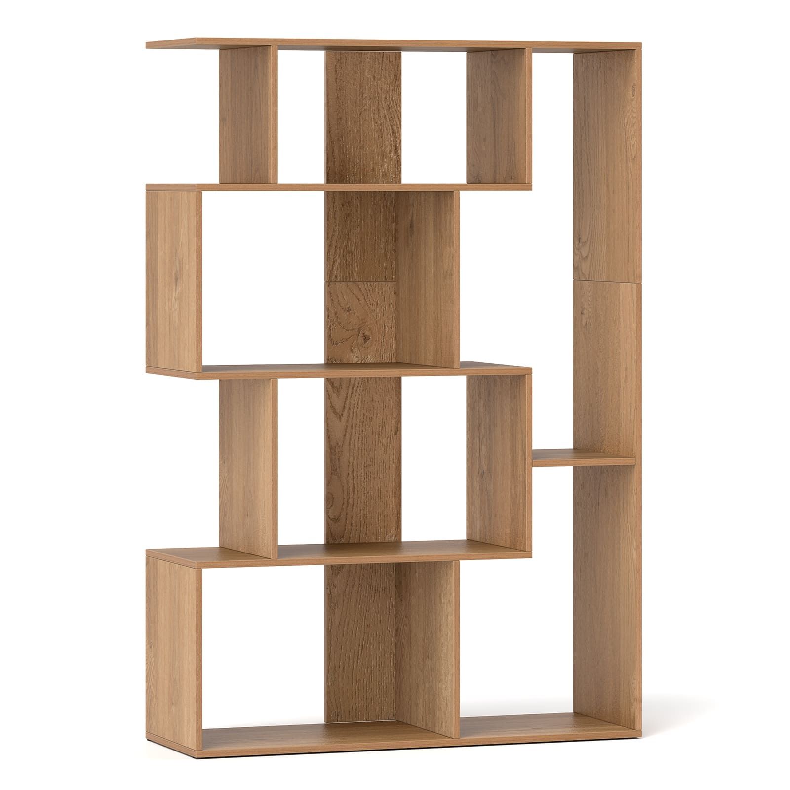 Costway Open-back Geometric Bookshelf Home 6-Cube Large Bookcase in Natural