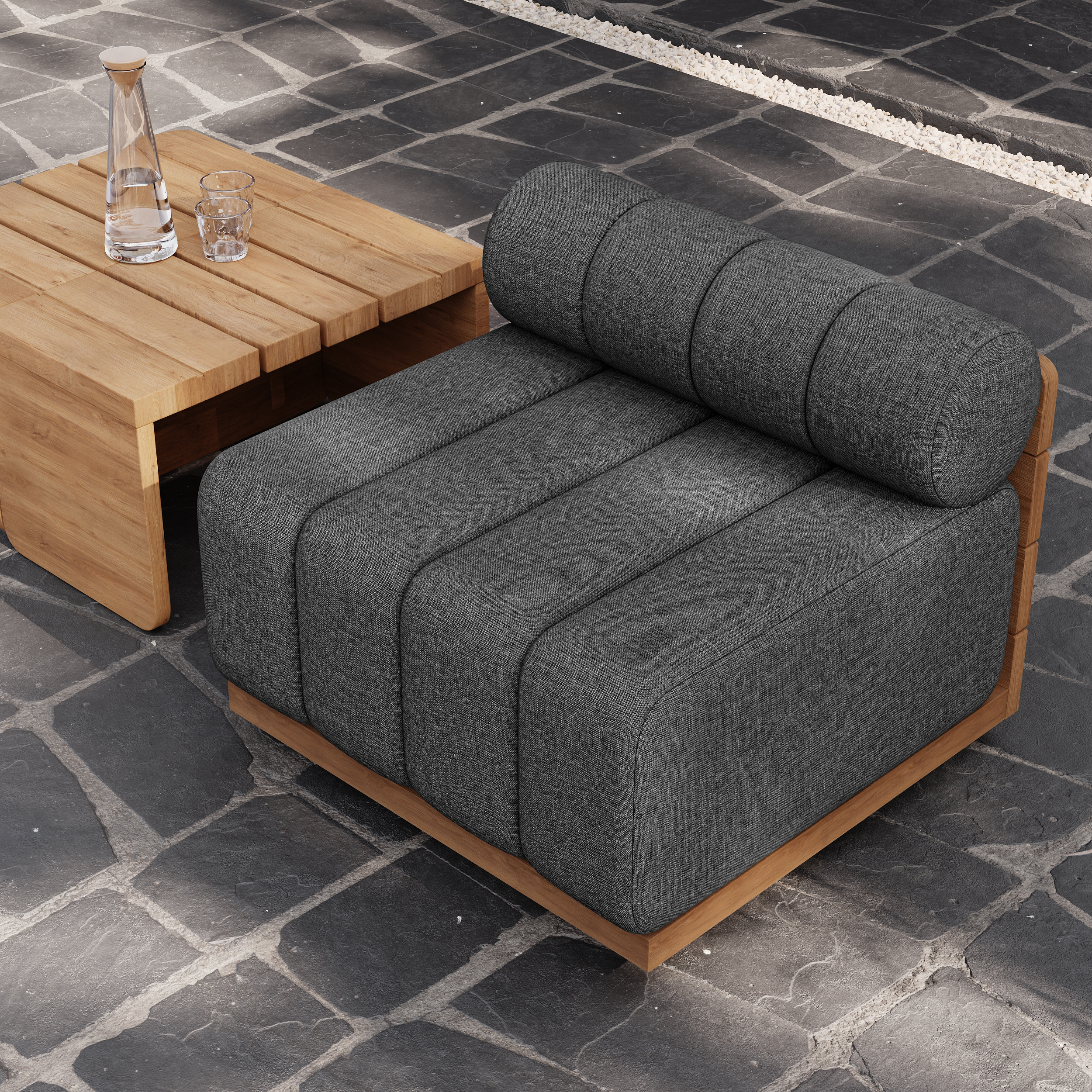 Resaro Teak Outdoor Swivel Chair Dark Grey
