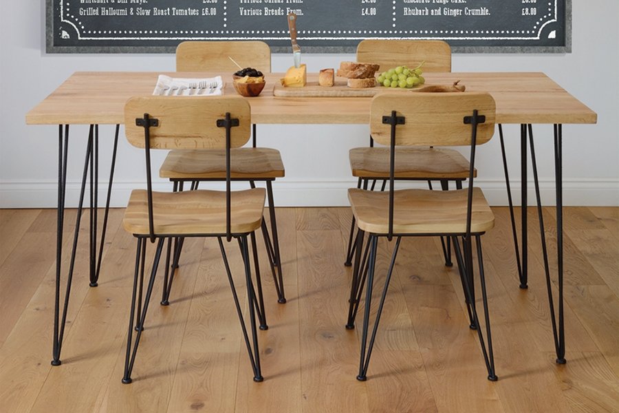 Felix Industrial Dining Table / Desk  - Solid oak and steel