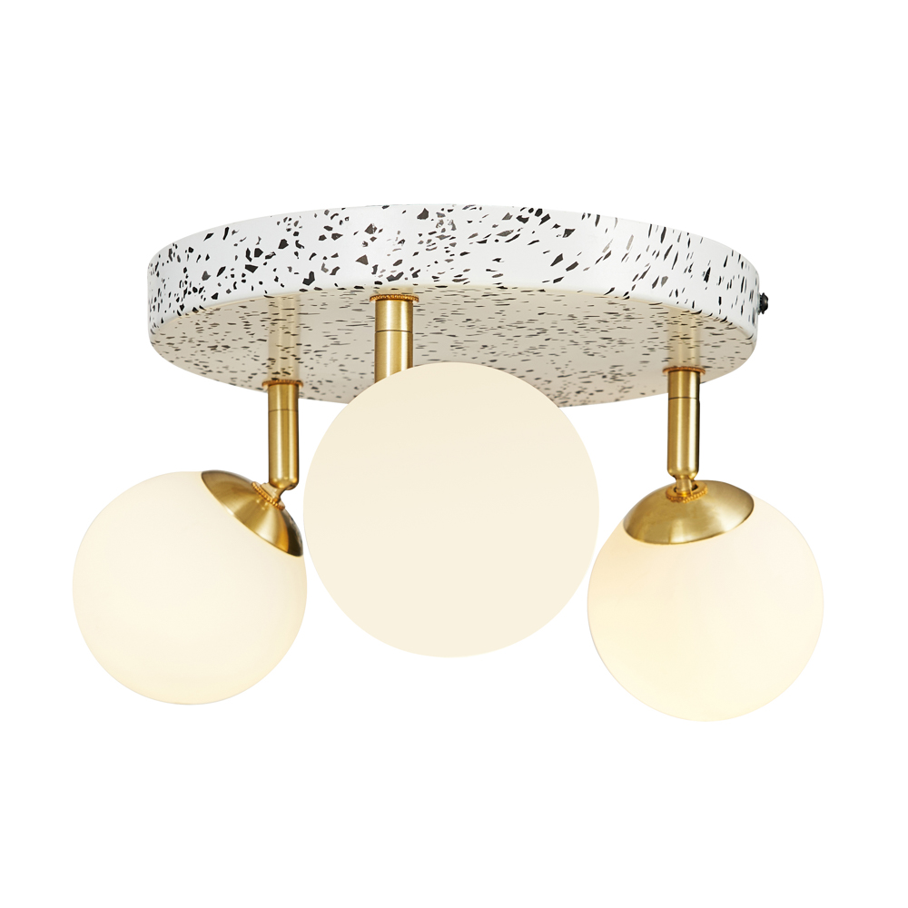 Lott Terrazzo Opal Ball 3 Light Spotlight Plate, Satin Brass