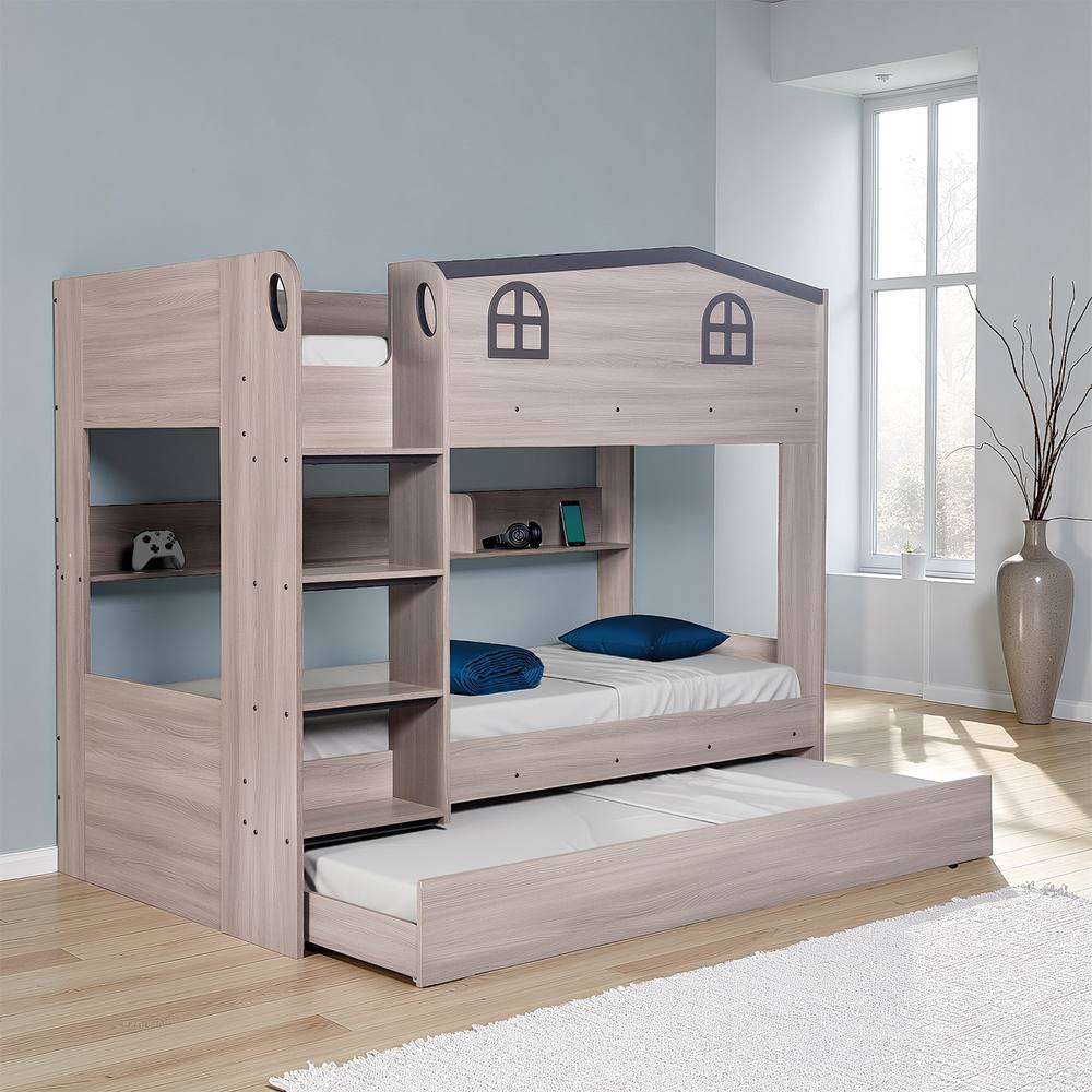 Seconique Hector Bunk Bed & Trundle Set in Grey