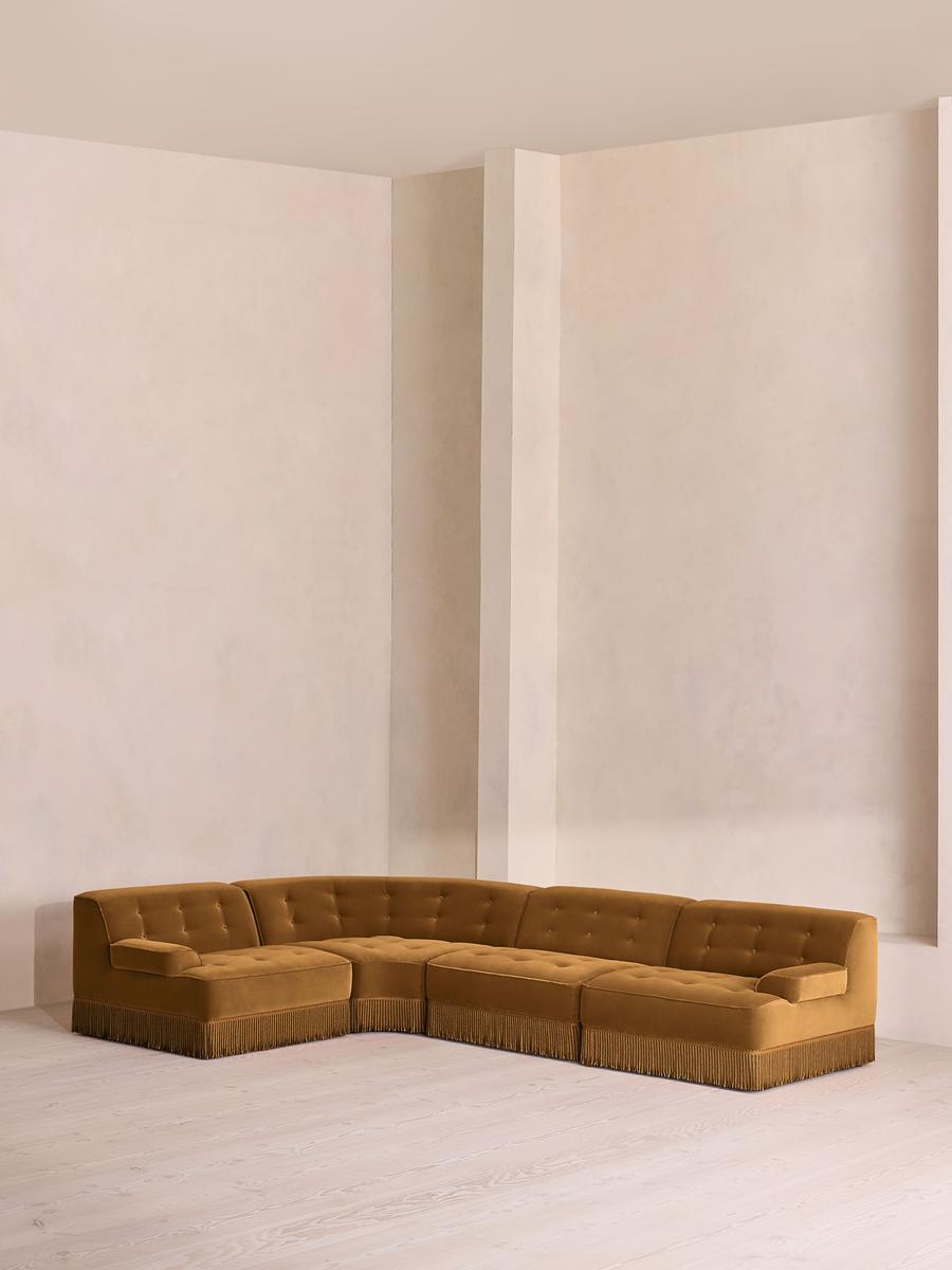 Elowen Modular Sofa, L-Shape Sofa, Velvet, Mustard