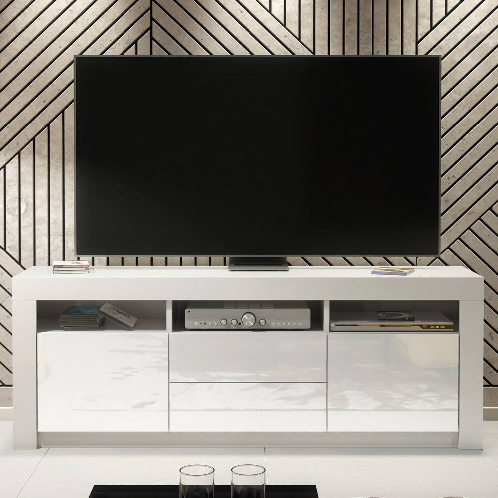 Creative Furniture Shine TV Unit 160cm - White with Gloss Doors
