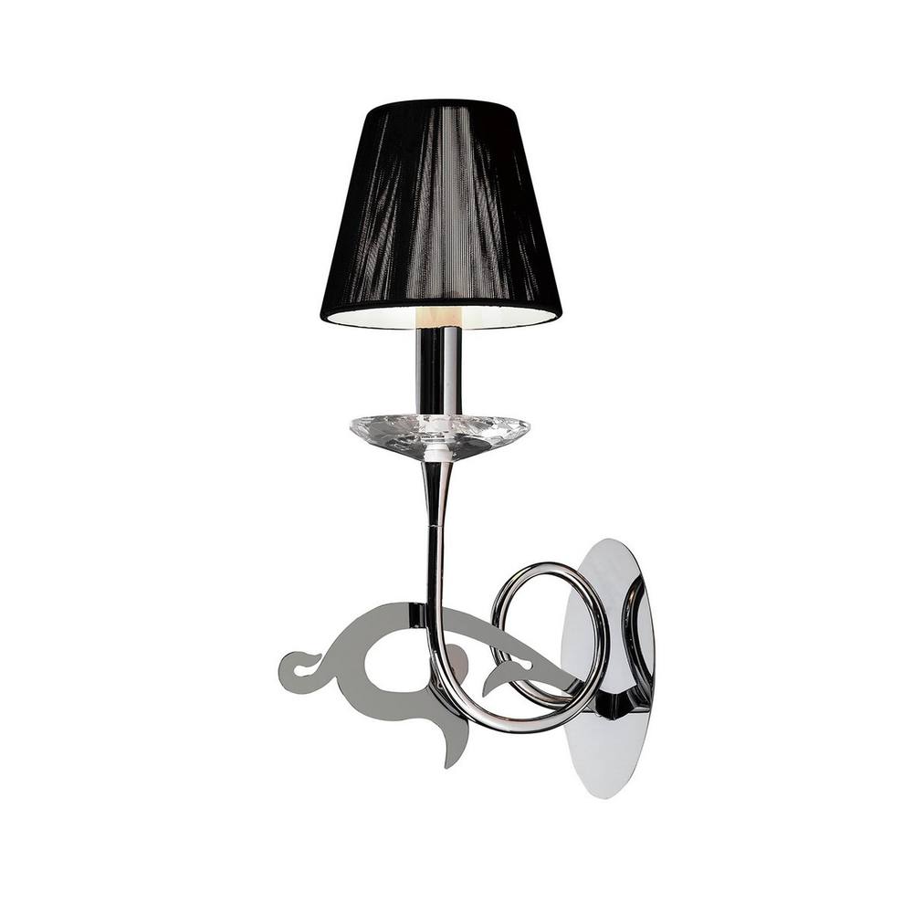 Netlighting Acanto Wall Lamp Switched 1 Light E14 Polished Chrome With Black Shade