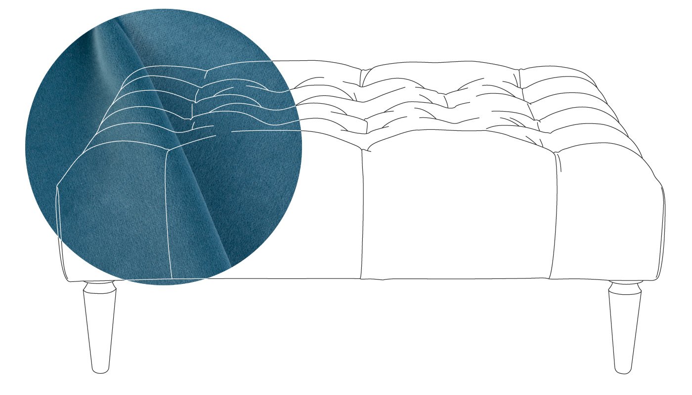 Heal's Balmoral Ottoman Varese Velvet Delft Black Feet