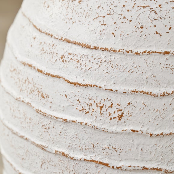 Ribbed White Wash Fibrestone Decorative Vase 3