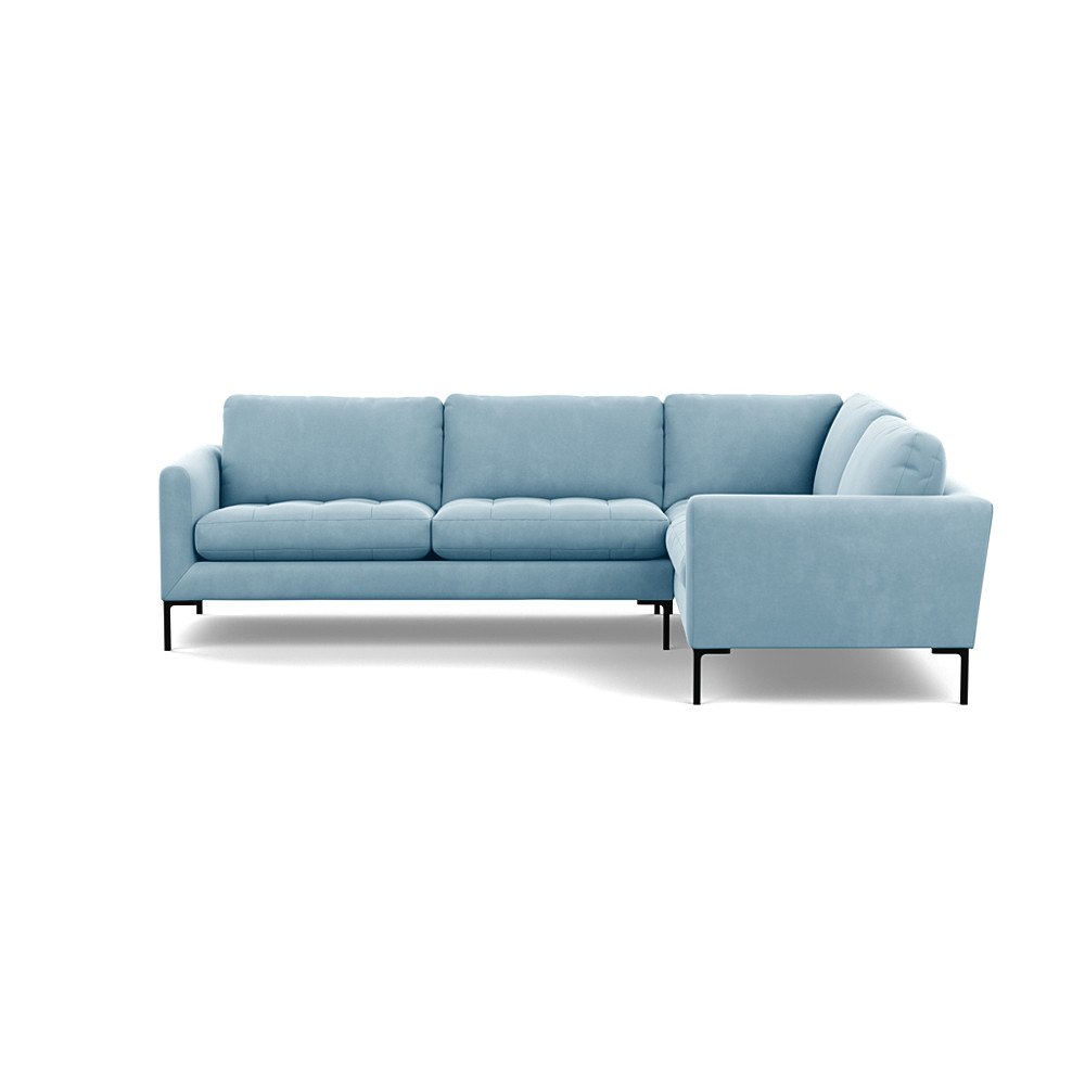 Heal's Eton Right Hand Facing Corner Sofa Varese Velvet Sky Black Feet