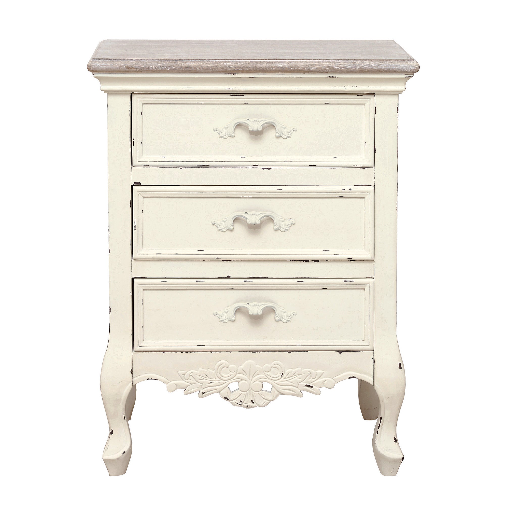 Camille Ivory 3 Drawer Bedside Table Cream