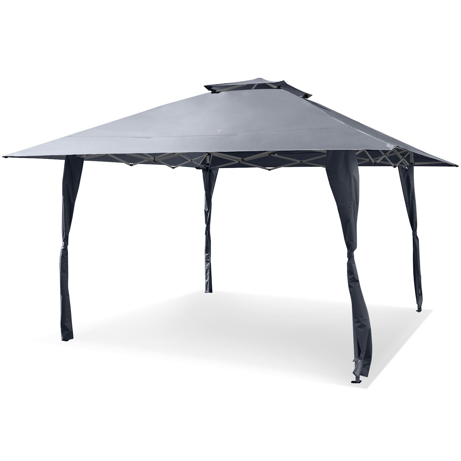 Costway 395 x 395 cm Pop up Canopy Tent Outdoor Easy Setup Gazebo in Grey