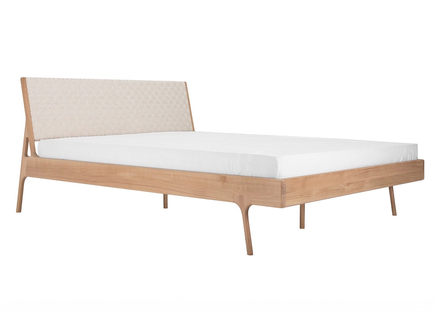 Gazzda Fawn Double Bed Oak White Cotton Webbing