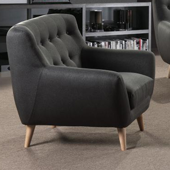 Rihanna Fabric Upholstered 1 Seater Sofa In Grey