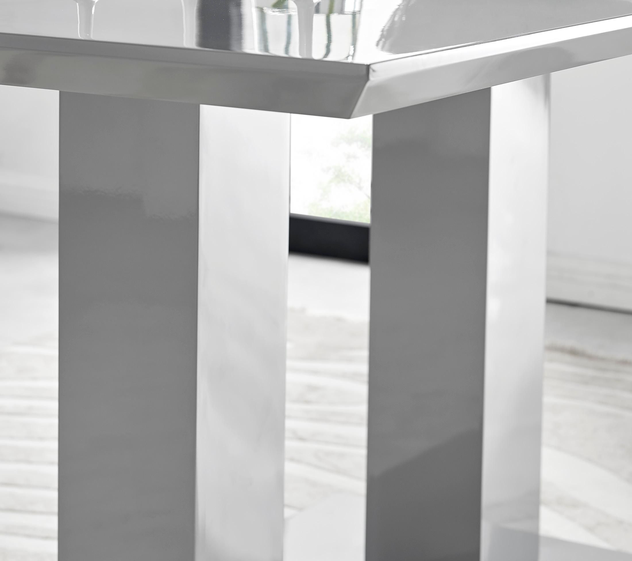 FurnitureboxUK Imperia 6 Grey Dining Table & 6 Pesaro Silver Leg Chairs in Navy 4