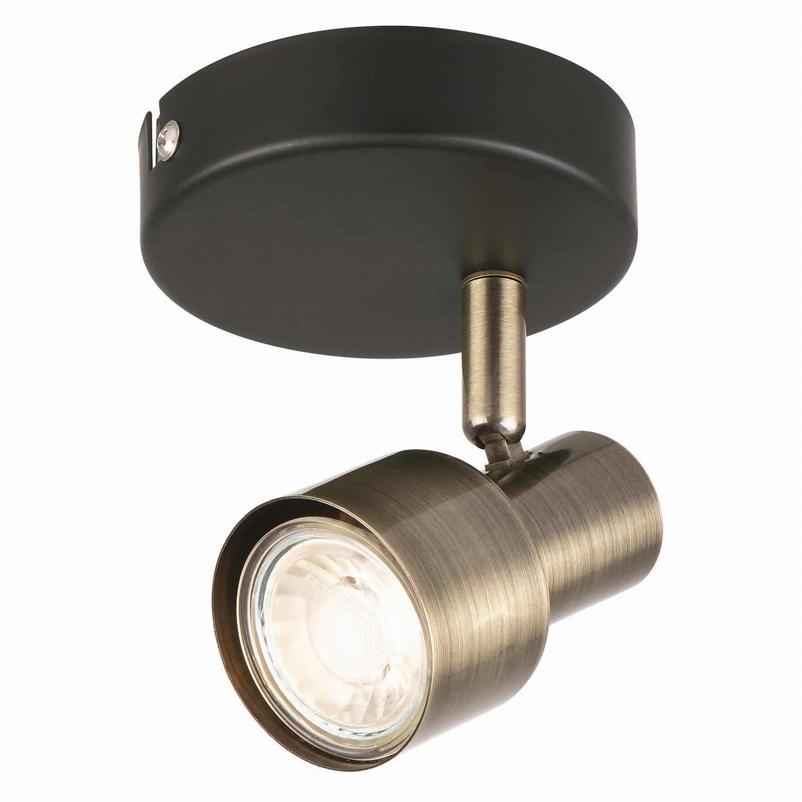 Noah single lamp spotlight, black/antique brass