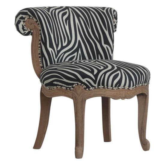 Cuzco Velvet Accent Chair In Zebra Printed And Sunbleach