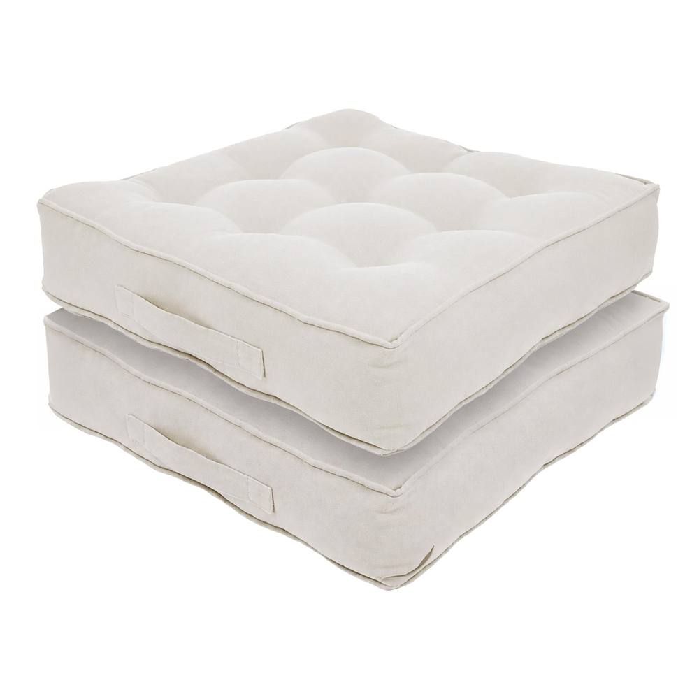 Harbour Housewares Square Armchair Booster Cushions - 50 x 50cm - Pack of 2 in Cream
