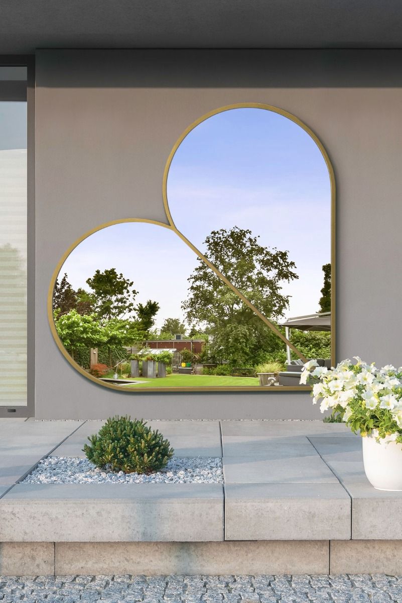 MirrorOutlet Gold Metal Framed Heart Shaped Wall Garden Mirror (180CM X 180CM) 5