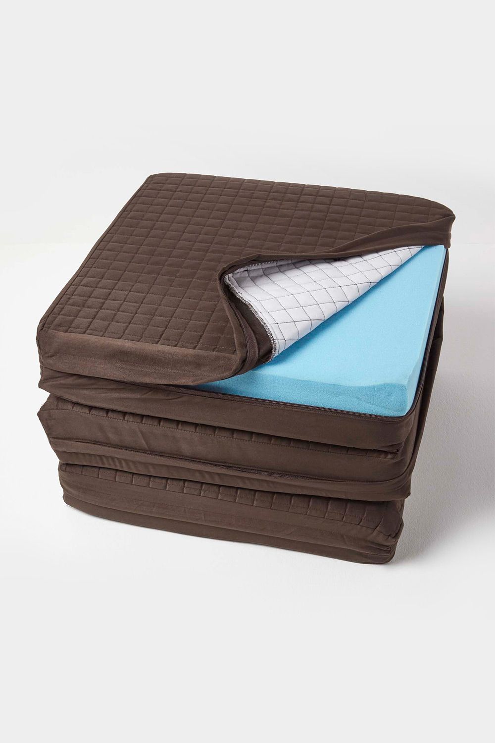 Homescapes Quilted Polyester 3 Seater Orthopaedic Booster Cushion Cover in Chocolate