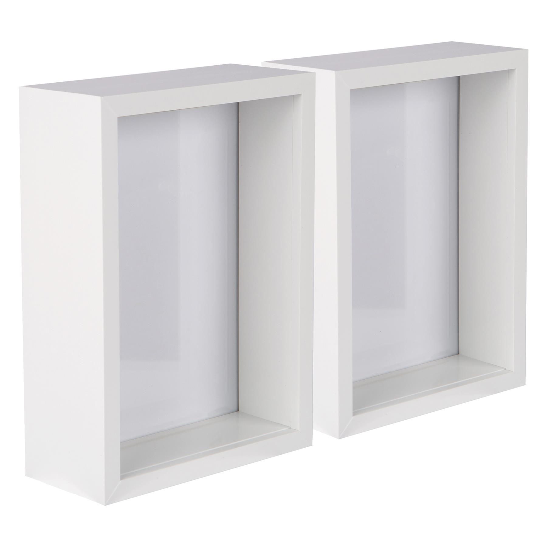 Nicola Spring 3D Deep Box Photo Frames - 5 x 7" - Pack of 2 in White