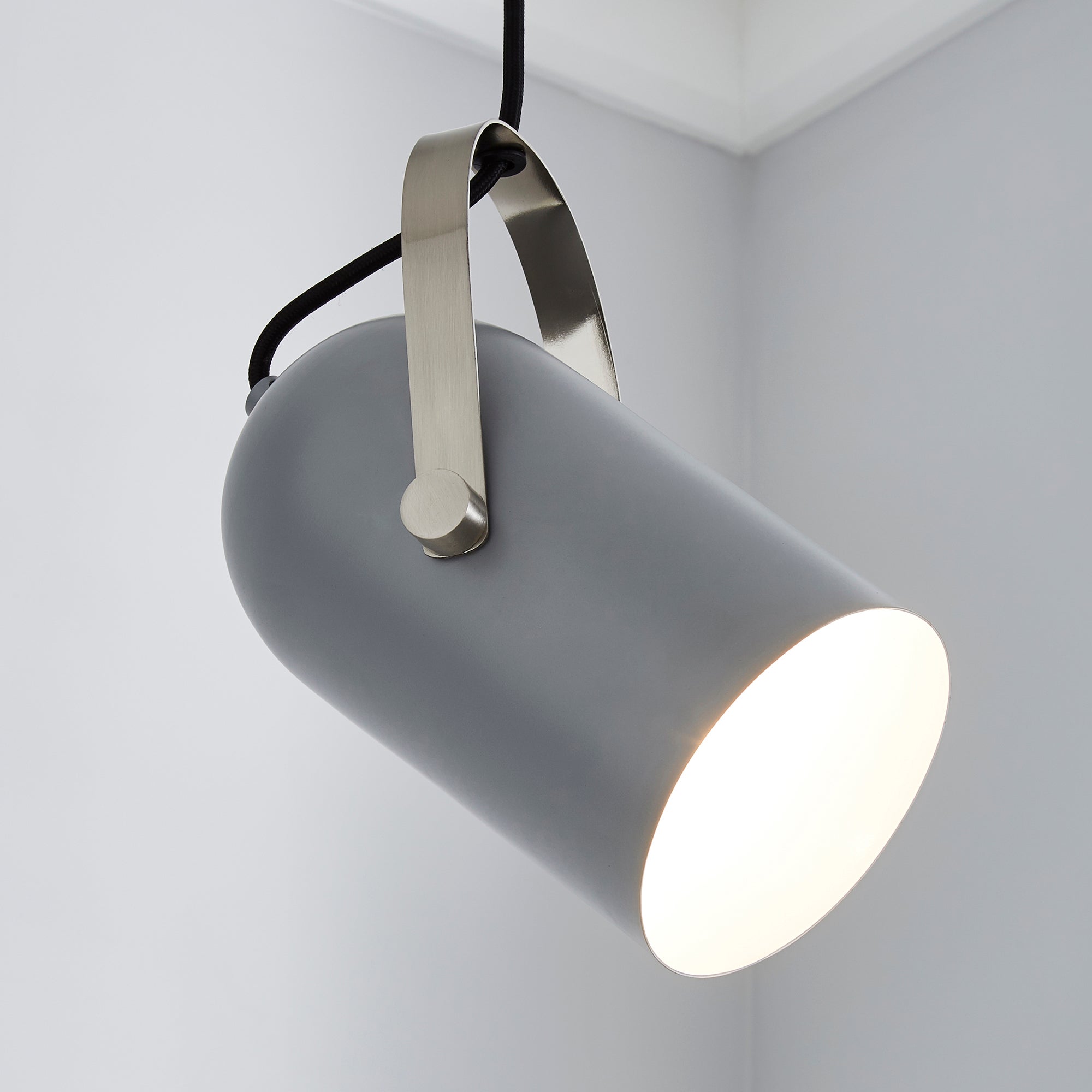 Cameron Camera Head Pendant Ceiling Fitting Grey
