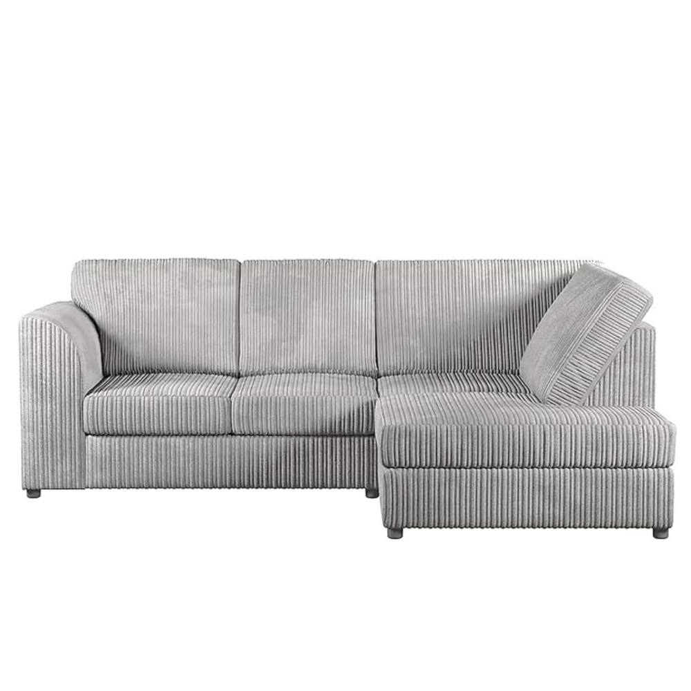 Bliss Furniture Jumbo Cord High Back Right Hand 4 Seater Corner Sofa in Silver