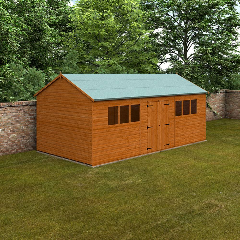 Buttercup Farm 20 x 10 Feet Workman Apex 12mm Shed - Solid Wood/Softwood/Pine in Burnt Orange 2