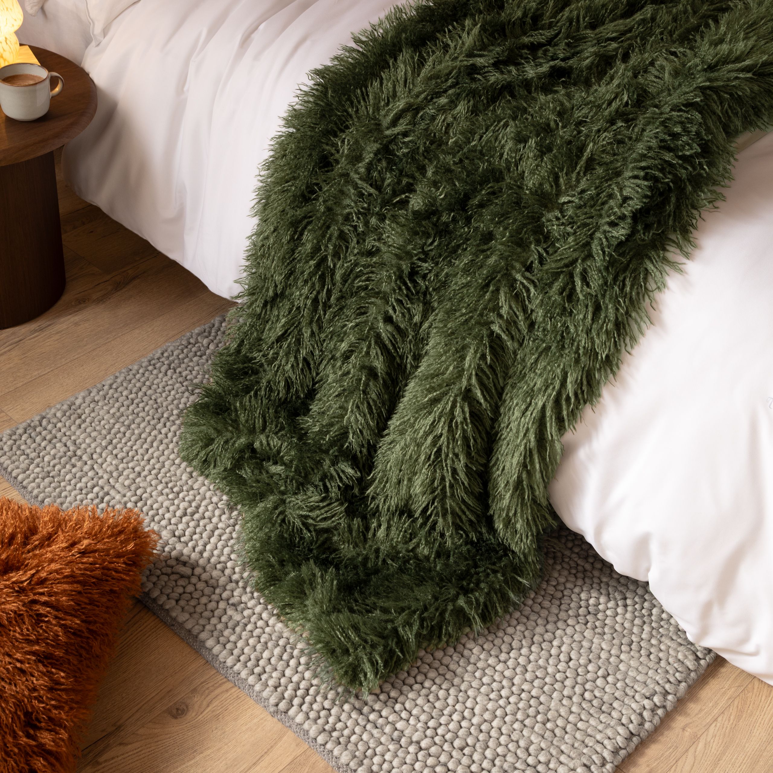 Furn Rowan Faux Fur Throw in Khaki