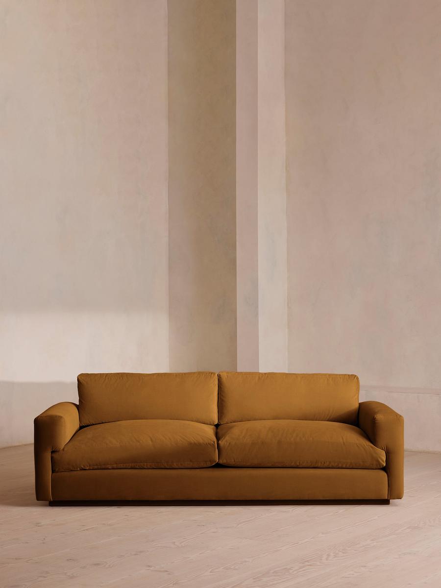 Mossley Three Seater Sofa, Velvet, Mustard