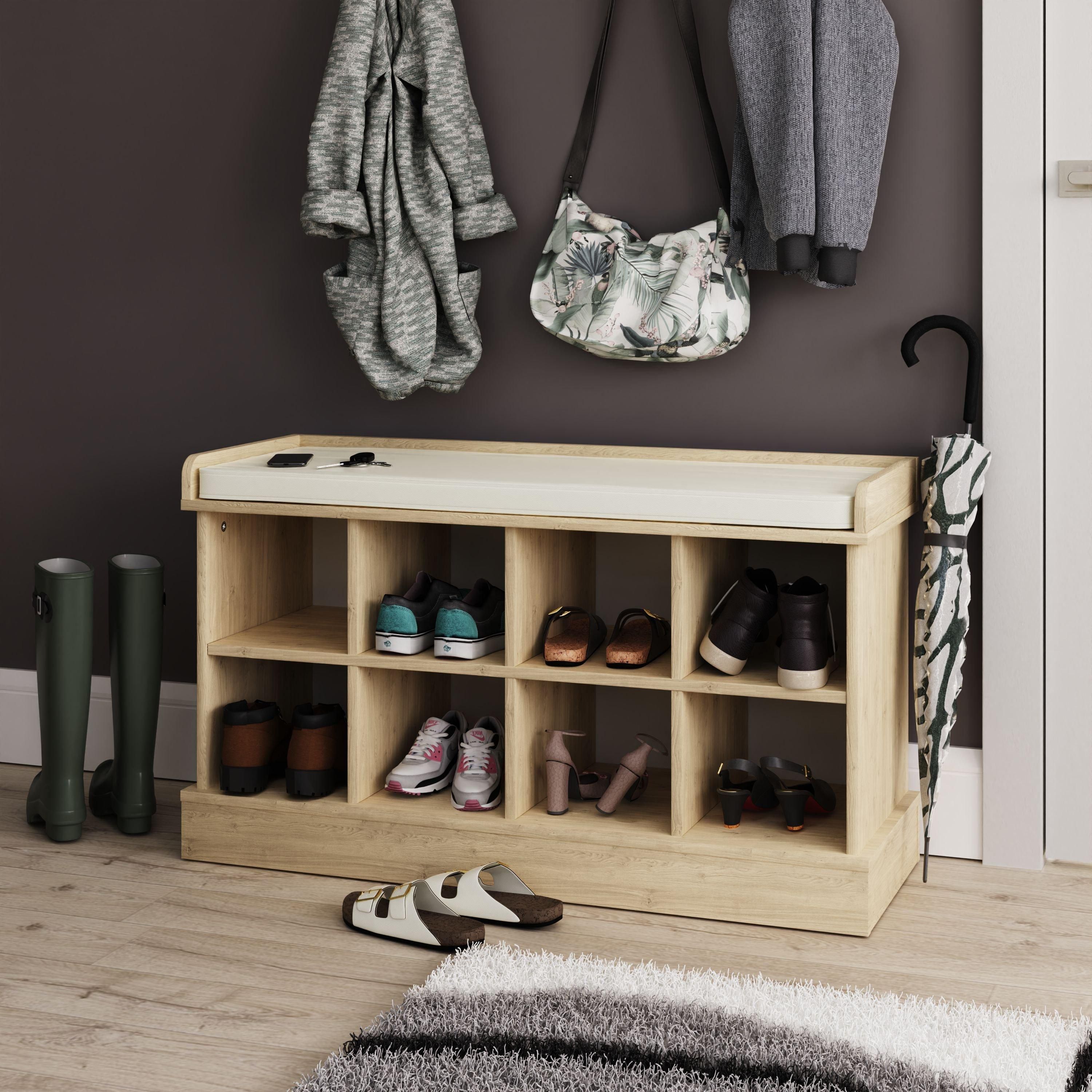 GFW Kempton Shoe Bench in Light Oak