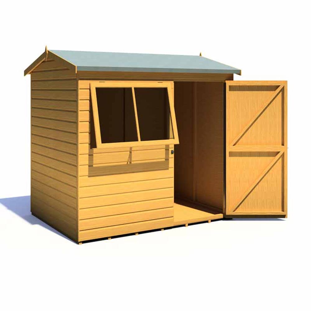 Shires Lewis 7 x 5 Feet Single Door Reverse Apex Style C Shed in Brown 4