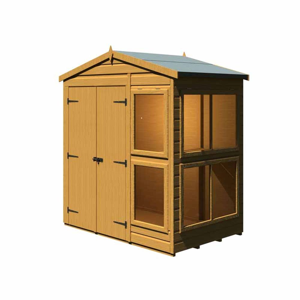 Shires Sun Hut 6 x 4 Feet Potting Shed - L119 x W185.8 x H214.6 cm in Brown 5